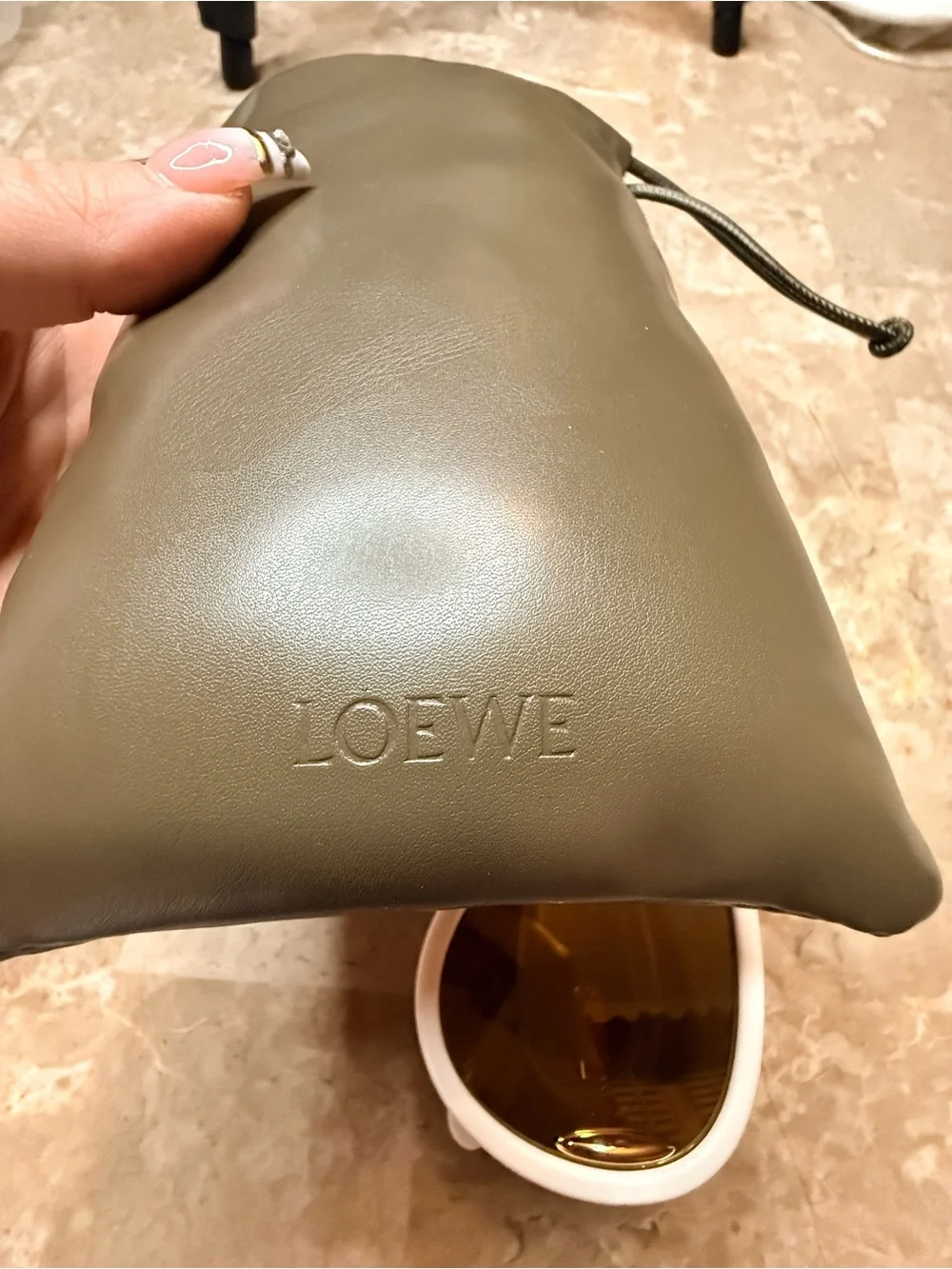 Loewe Anagram LW40132I Sunglasses White Frame Sunglasses with Gold Lenses
